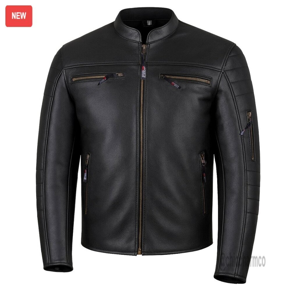 Men's Motorcycle Jacket Buffalo Leather CE Armor Ventilation Thermal Liner M